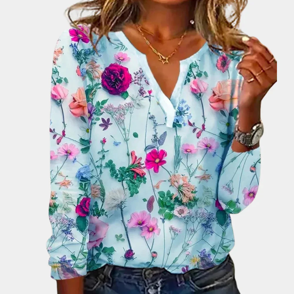 Comfortabel Gebloemde Blouse Dames