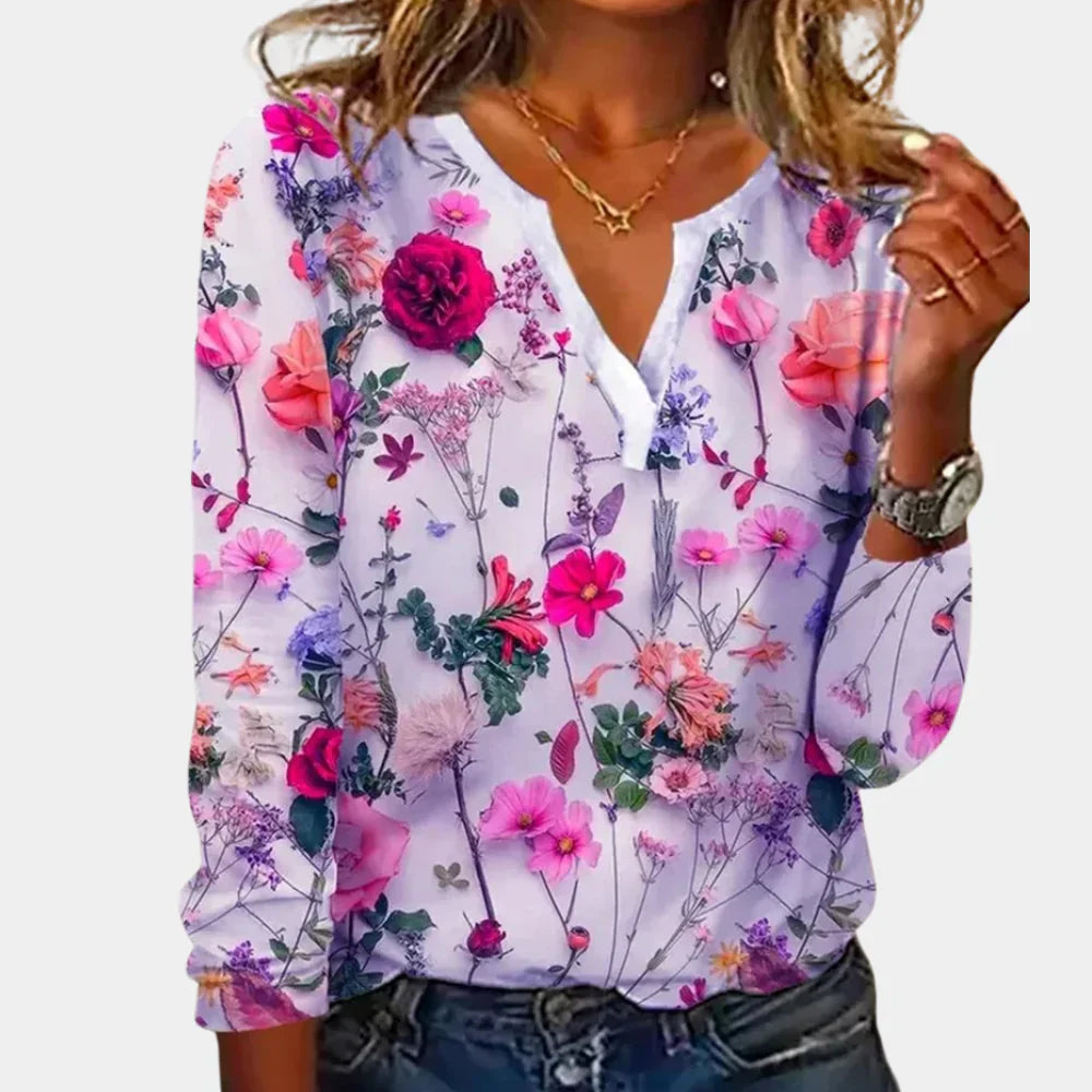 Comfortabel Gebloemde Blouse Dames
