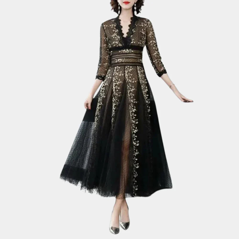 Vintage Maxi-jurk met Borduursels