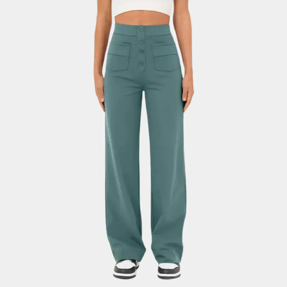 Comfortabel Rechte Broek met Hoge Taille