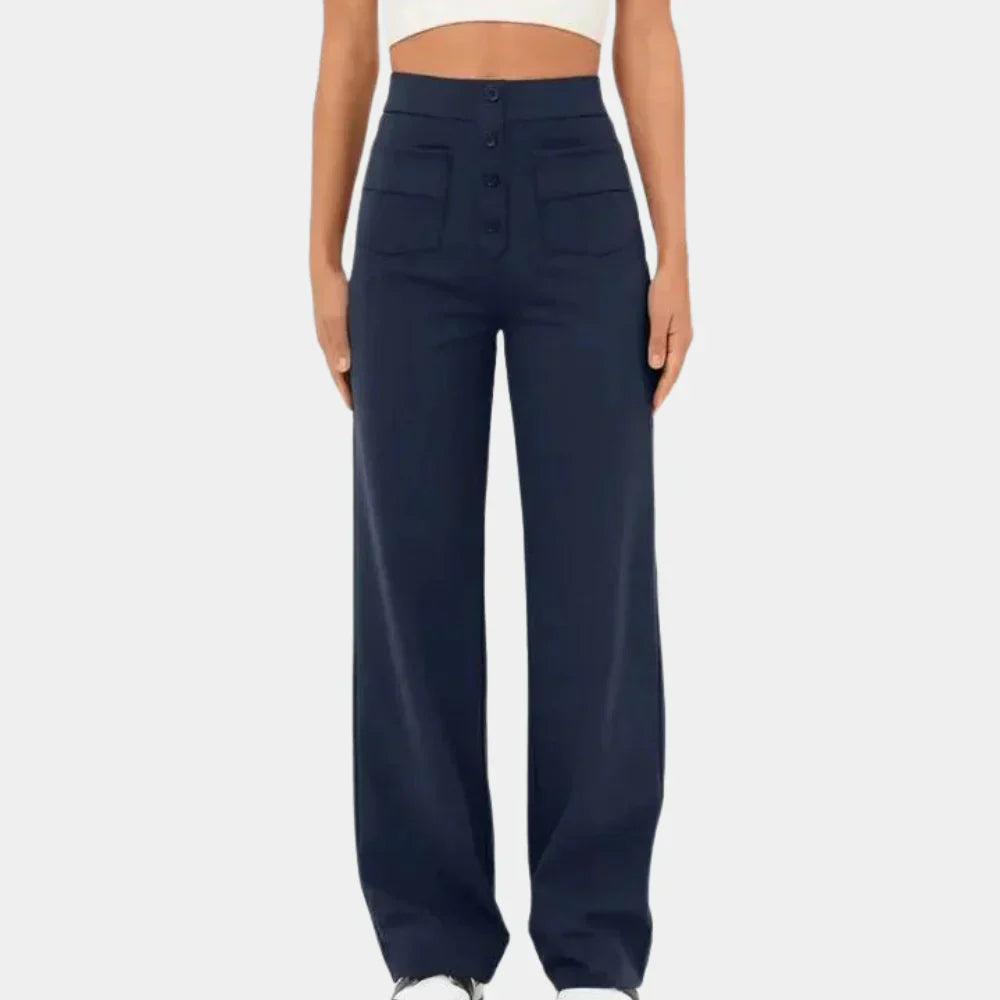 Comfortabel Rechte Broek met Hoge Taille