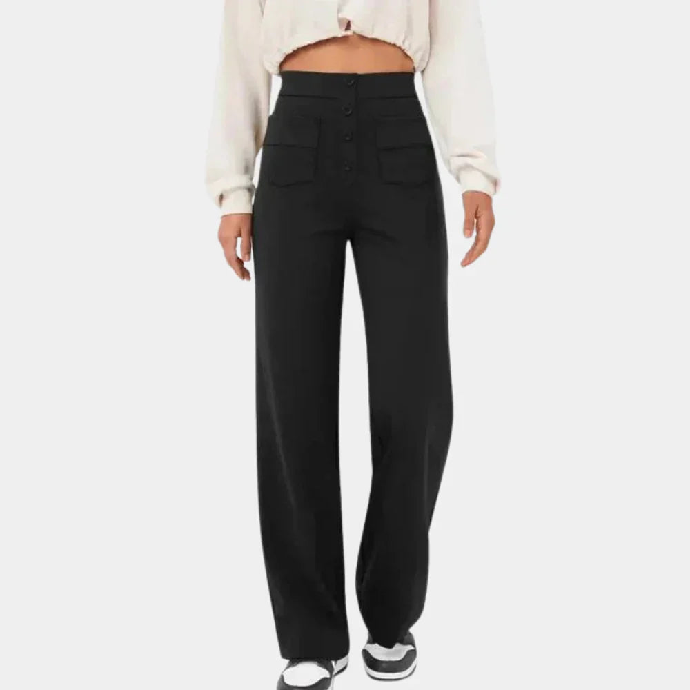 Comfortabel Rechte Broek met Hoge Taille