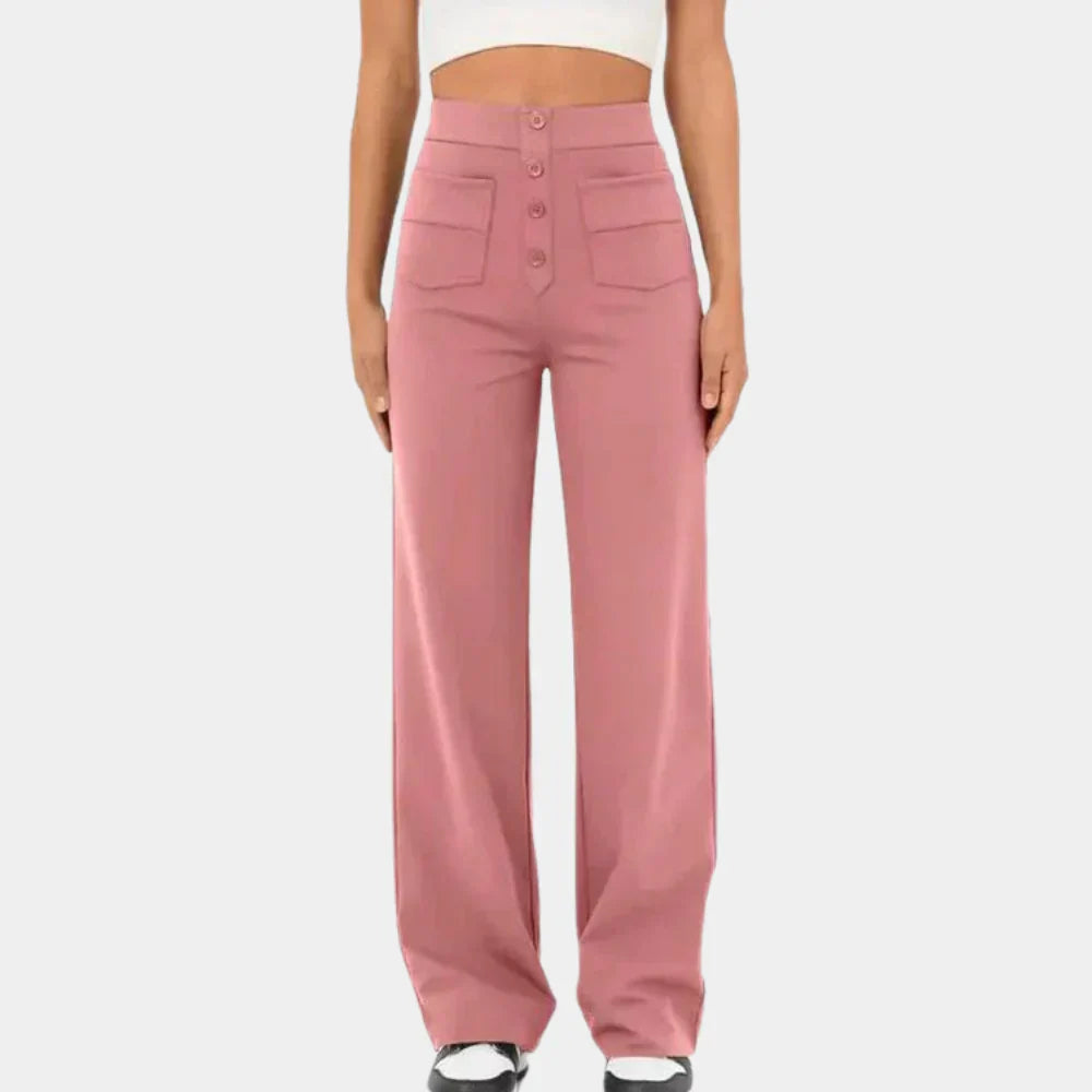 Comfortabel Rechte Broek met Hoge Taille