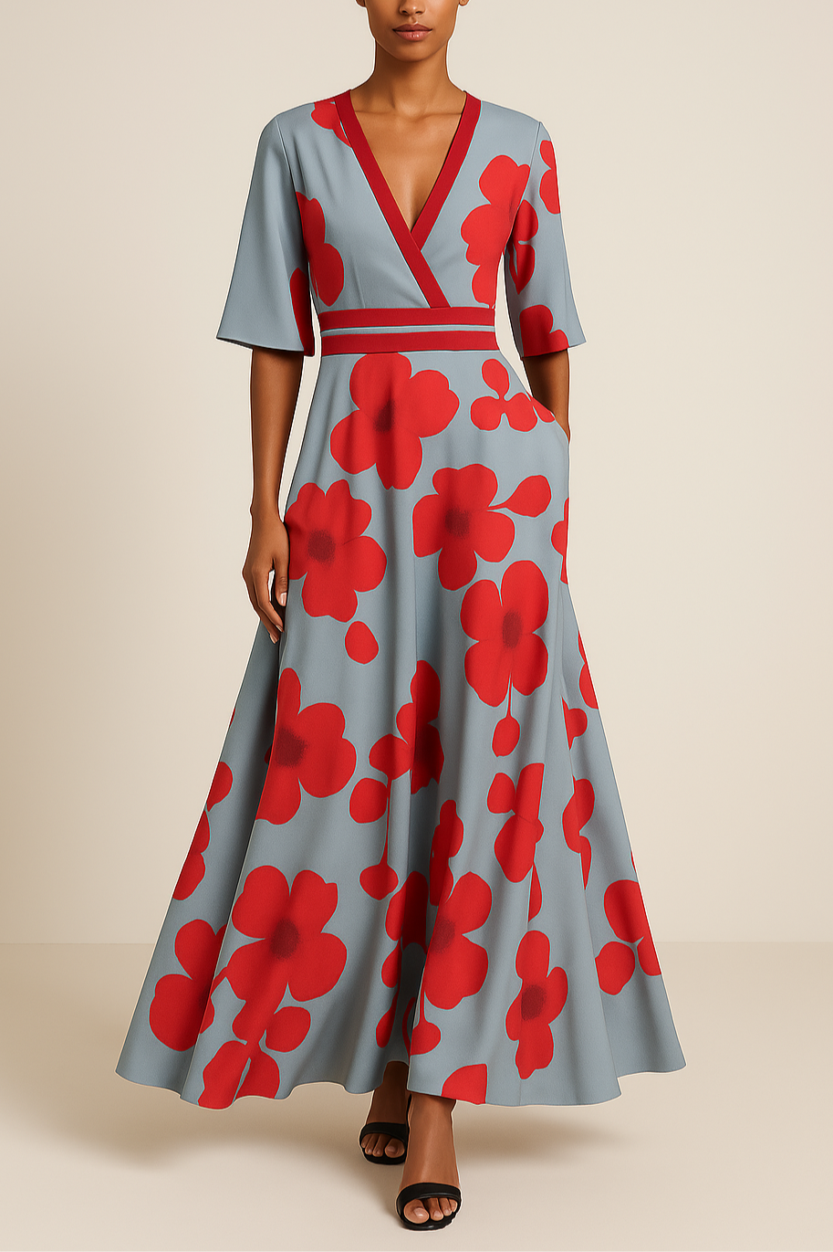 Eve – V-hals Maxi Jurk Dames
