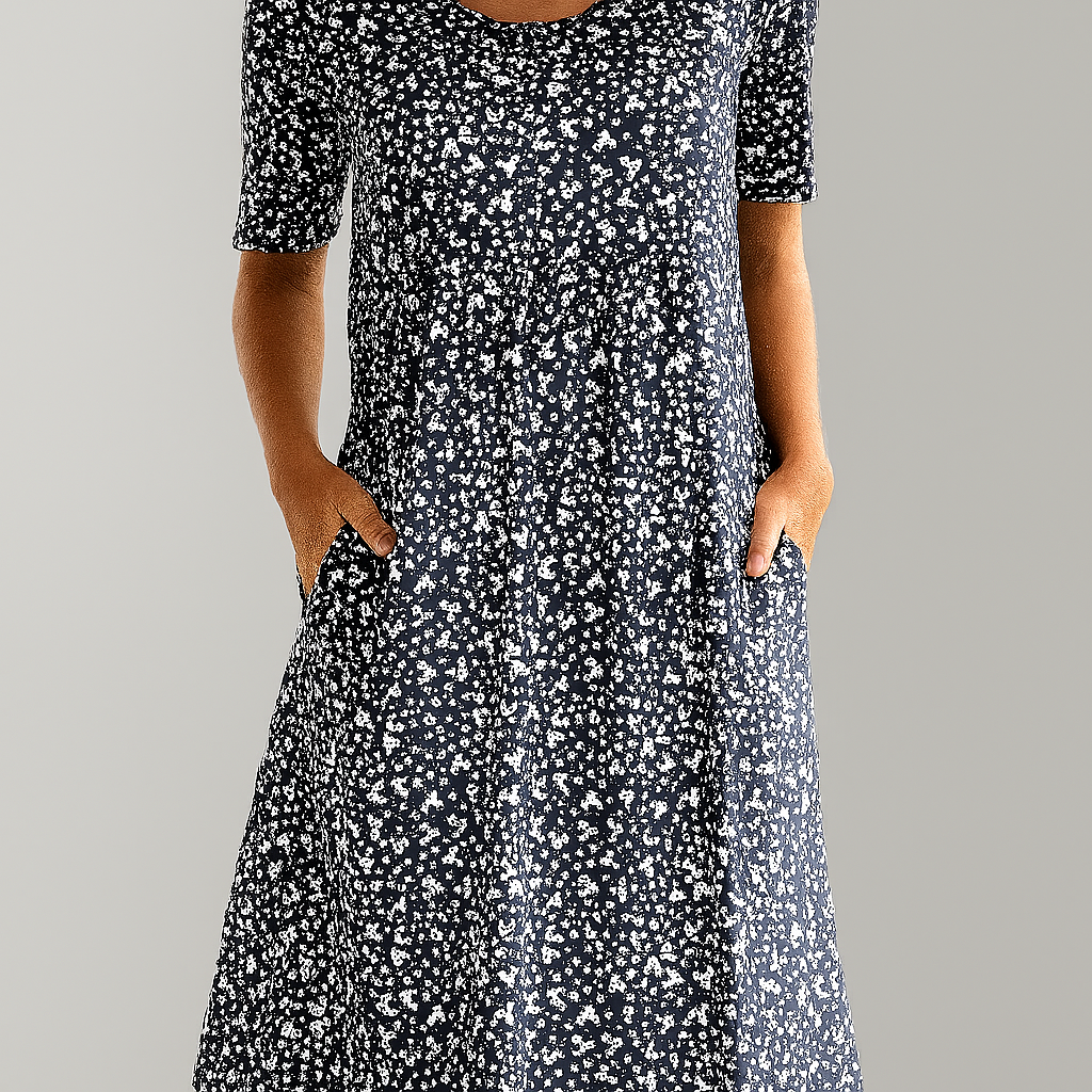 Florale hoge taille midi-jurk met zakken