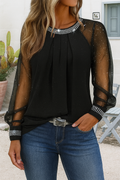 Mesh-top met pailletten