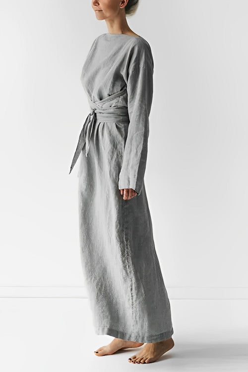 Avenie – Stijlvolle Maxi Jurk met Strikdetail