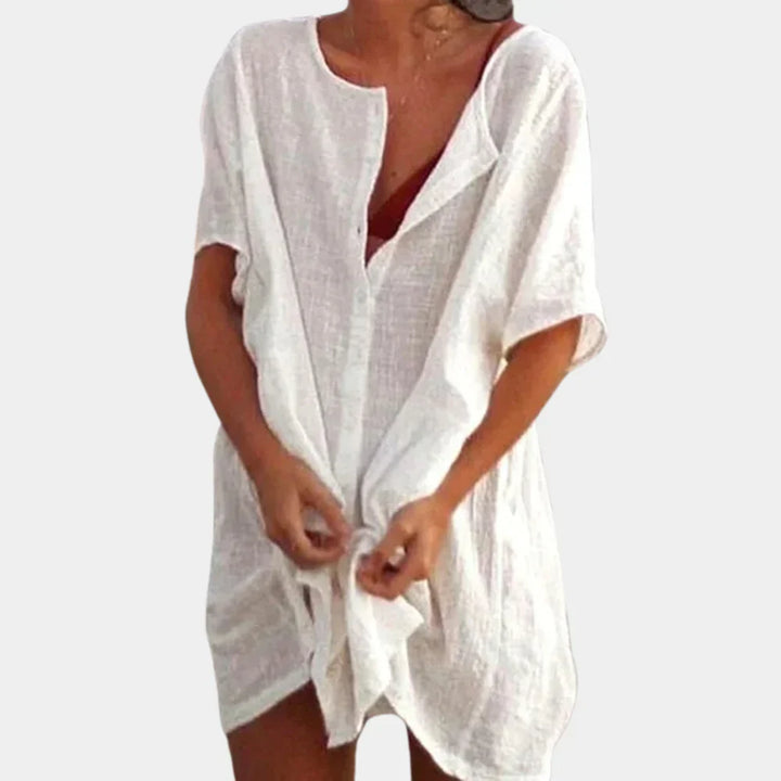 Isla – Luchtige Strandtuniek van Linnenblend Dames