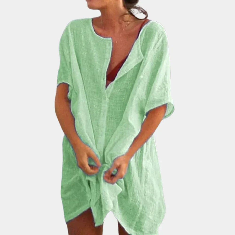 Isla – Luchtige Strandtuniek van Linnenblend Dames