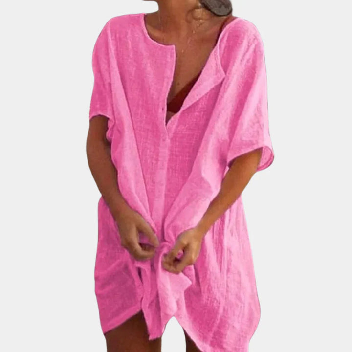 Isla – Luchtige Strandtuniek van Linnenblend Dames