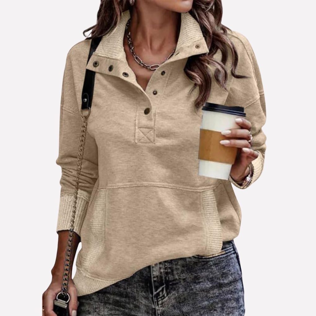 Casual Lang-Mouwen Stand Kraag Sweatshirt