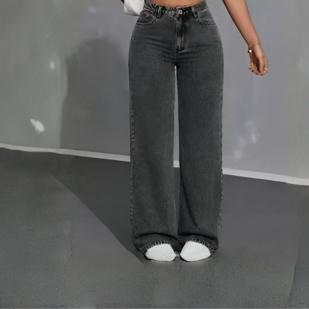 Vrouwen Hoge Taille Rechtemodel Jeans – Casual Gekort Stijl