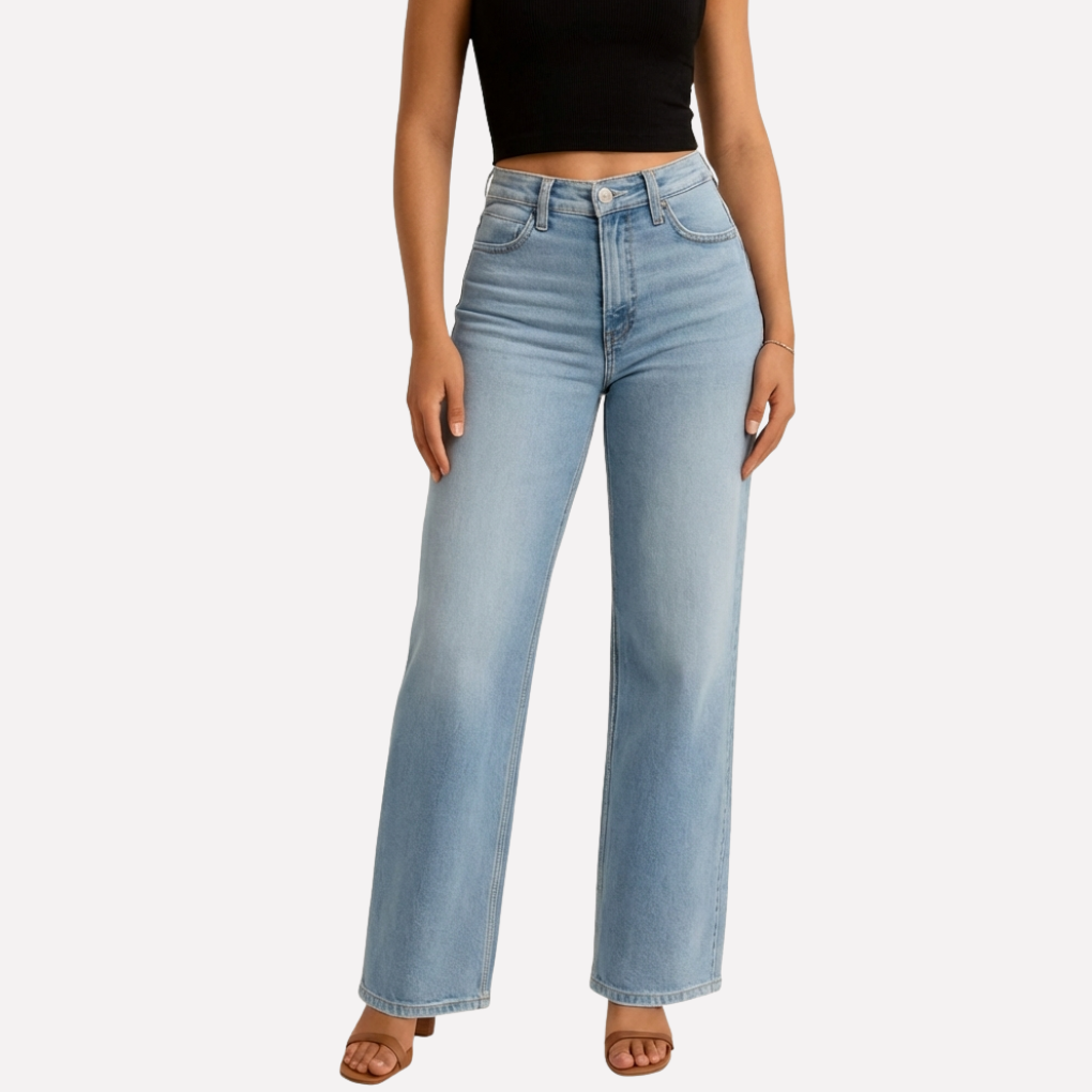 Vrouwen Hoge Taille Rechtemodel Jeans – Casual Gekort Stijl