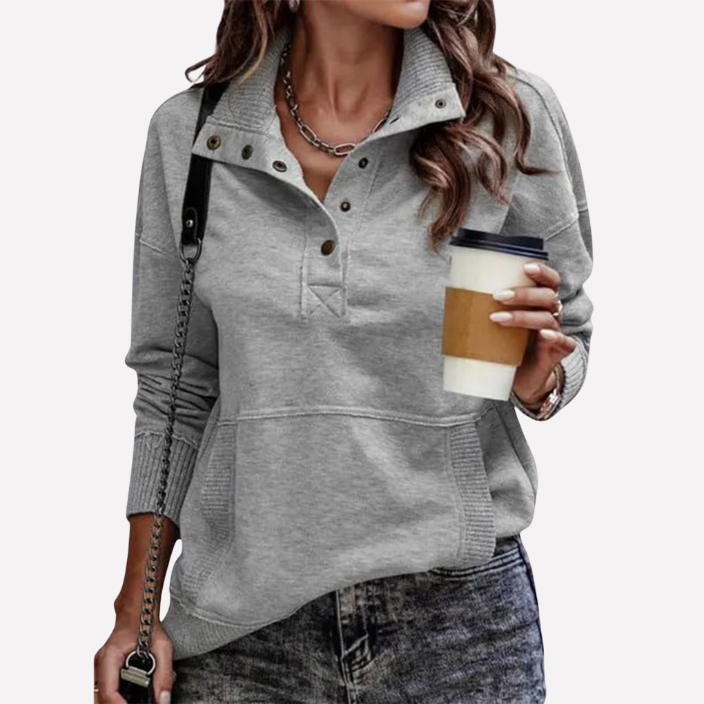 Casual Lang-Mouwen Stand Kraag Sweatshirt