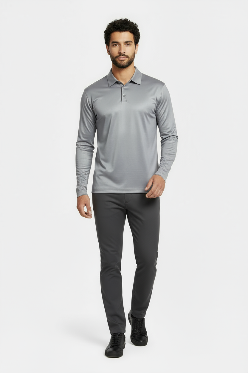 Grey Longsleeve Polo
