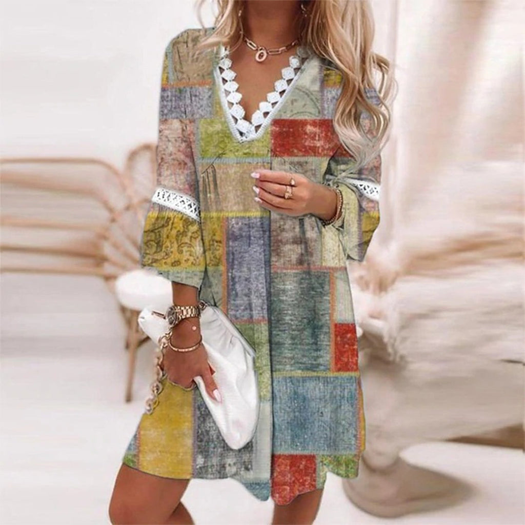 SunBreeze – Boho Zomerjurk met Gehaakte Details