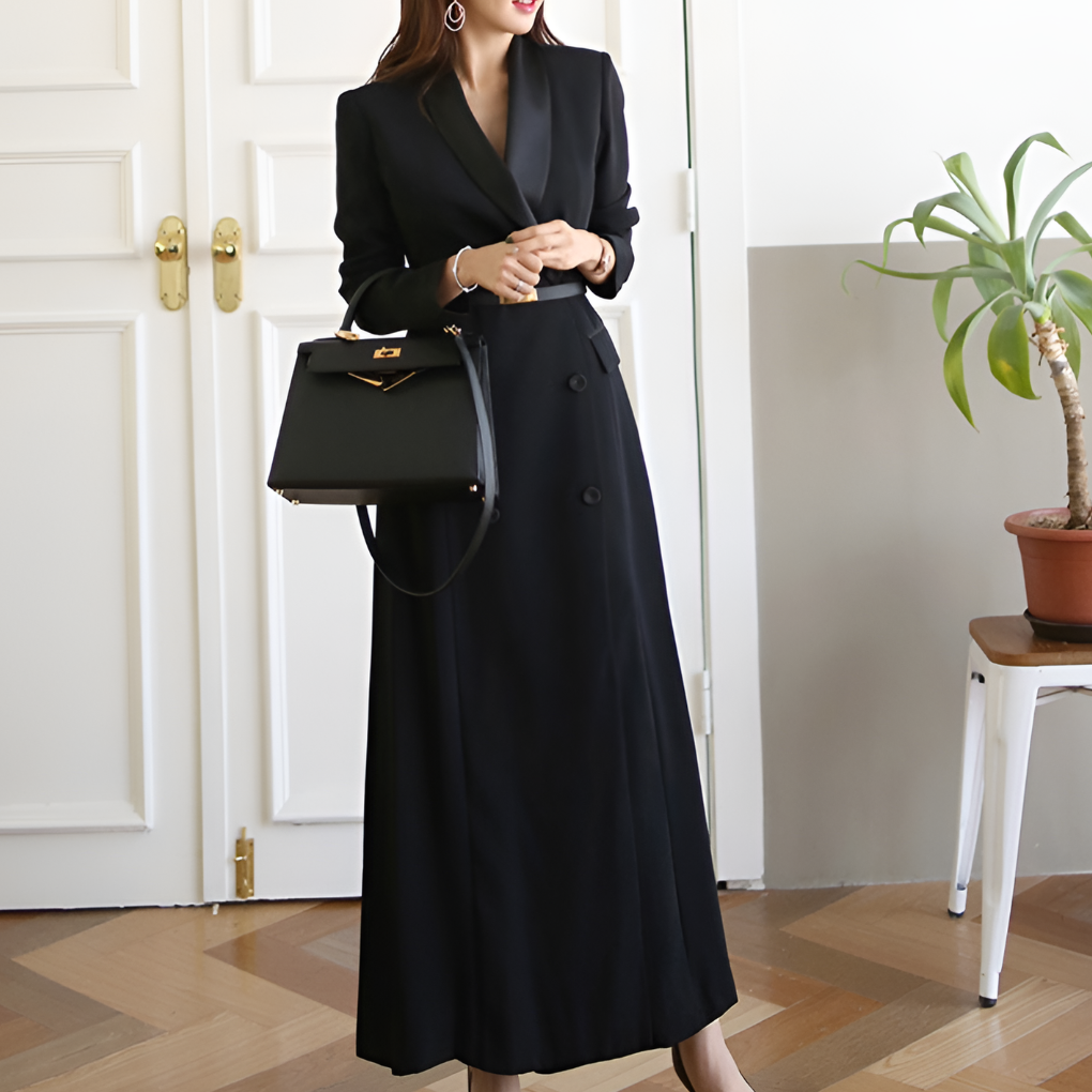 Moderne kantoorlook dubbelrijs blazer