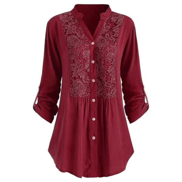 Luciana – Elegante Kanten Blouse met Borduursel Dames