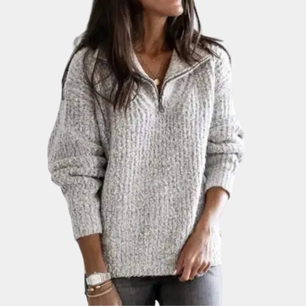 Isabella - Chique Comfort Trui met Halve Rits voor Dames