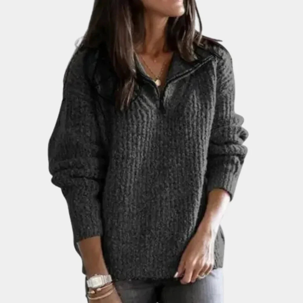Isabella - Chique Comfort Trui met Halve Rits voor Dames