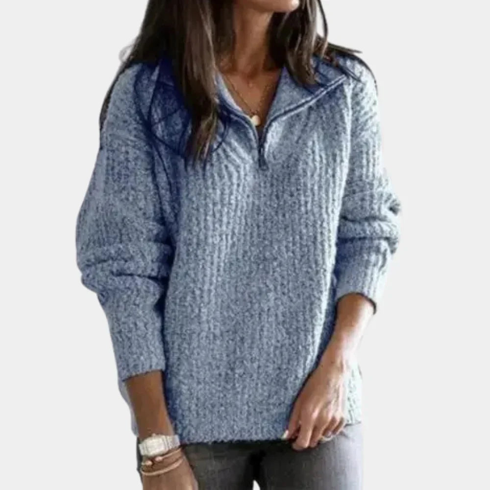 Isabella - Chique Comfort Trui met Halve Rits voor Dames