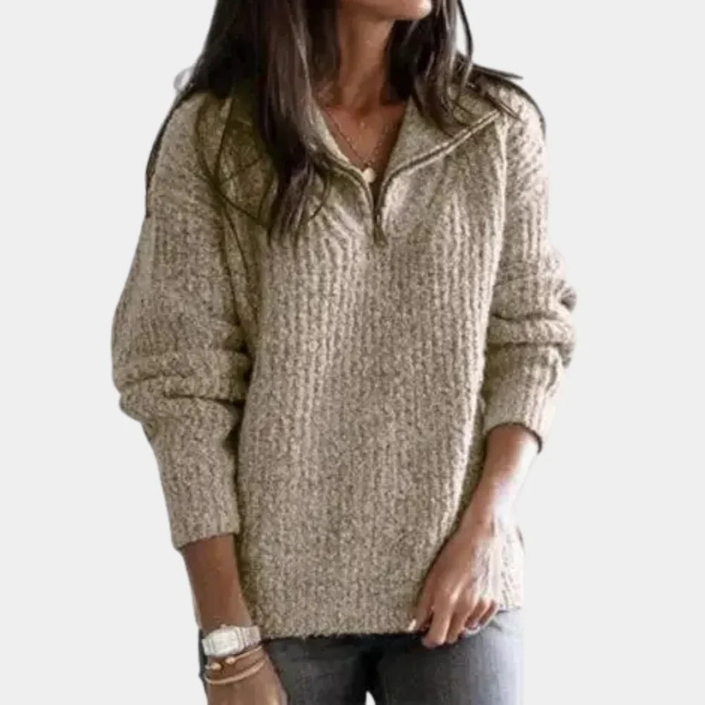Isabella - Chique Comfort Trui met Halve Rits voor Dames