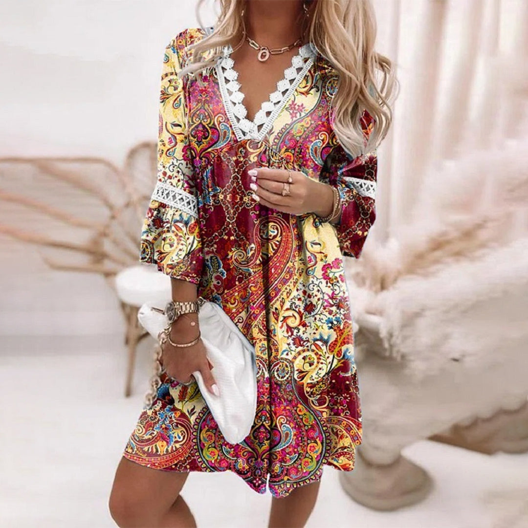 Taylor – Bohemian Jurk met V-hals en Kantdetails Dames