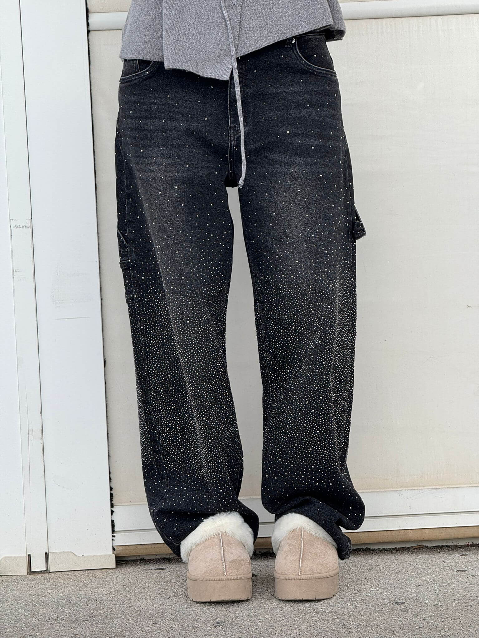 Rhinestone Wide Leg Jeans voor Dames