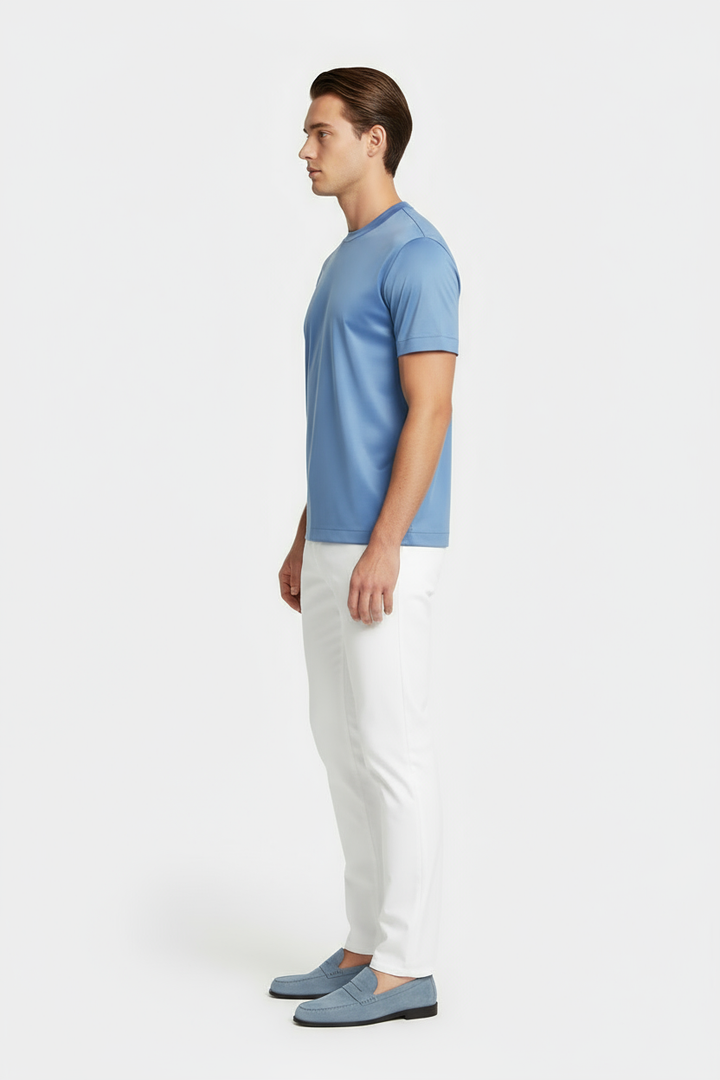 Luxe Glanzend Lichtblauw T-shirt
