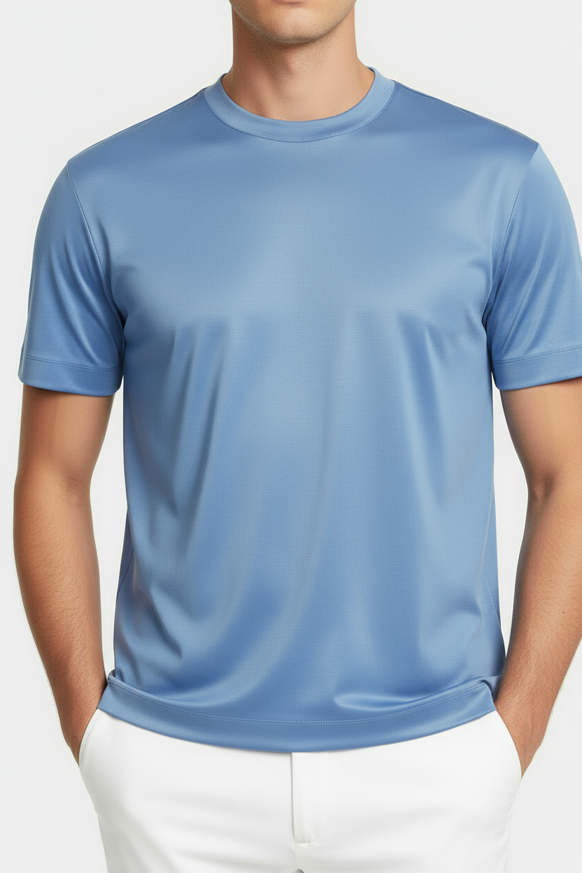 Luxe Glanzend Lichtblauw T-shirt