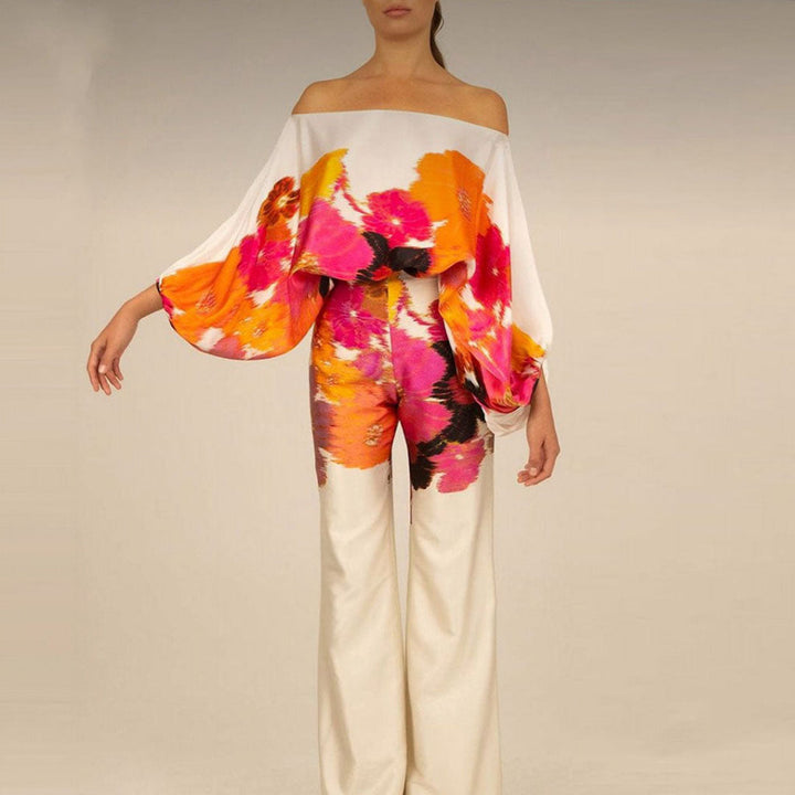 Off-shoulder satijnen set van 2 stuks voor dames