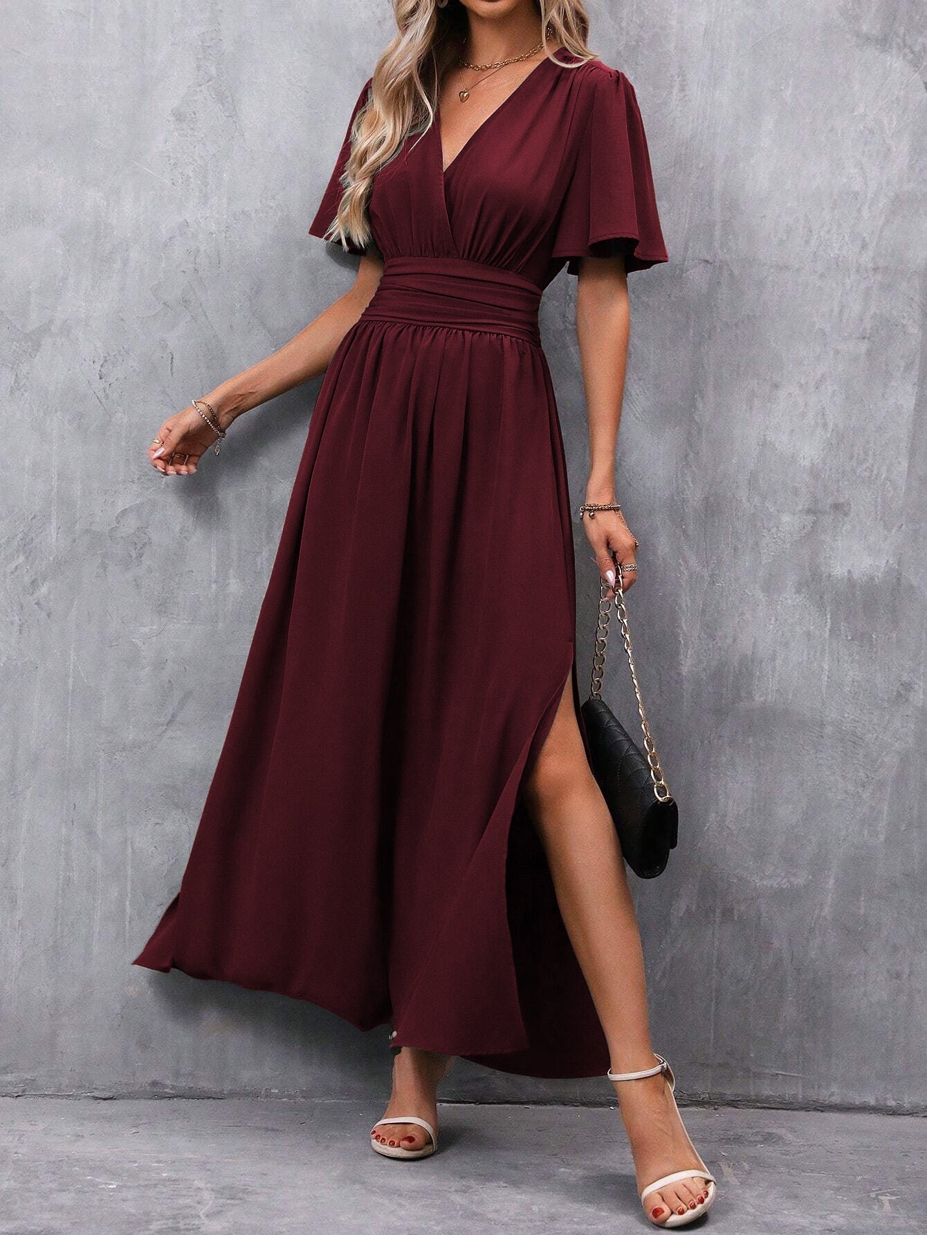 Elegante V-hals maxi-jurk voor dames