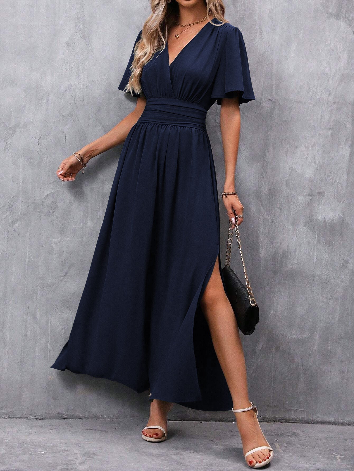 Elegante V-hals maxi-jurk voor dames