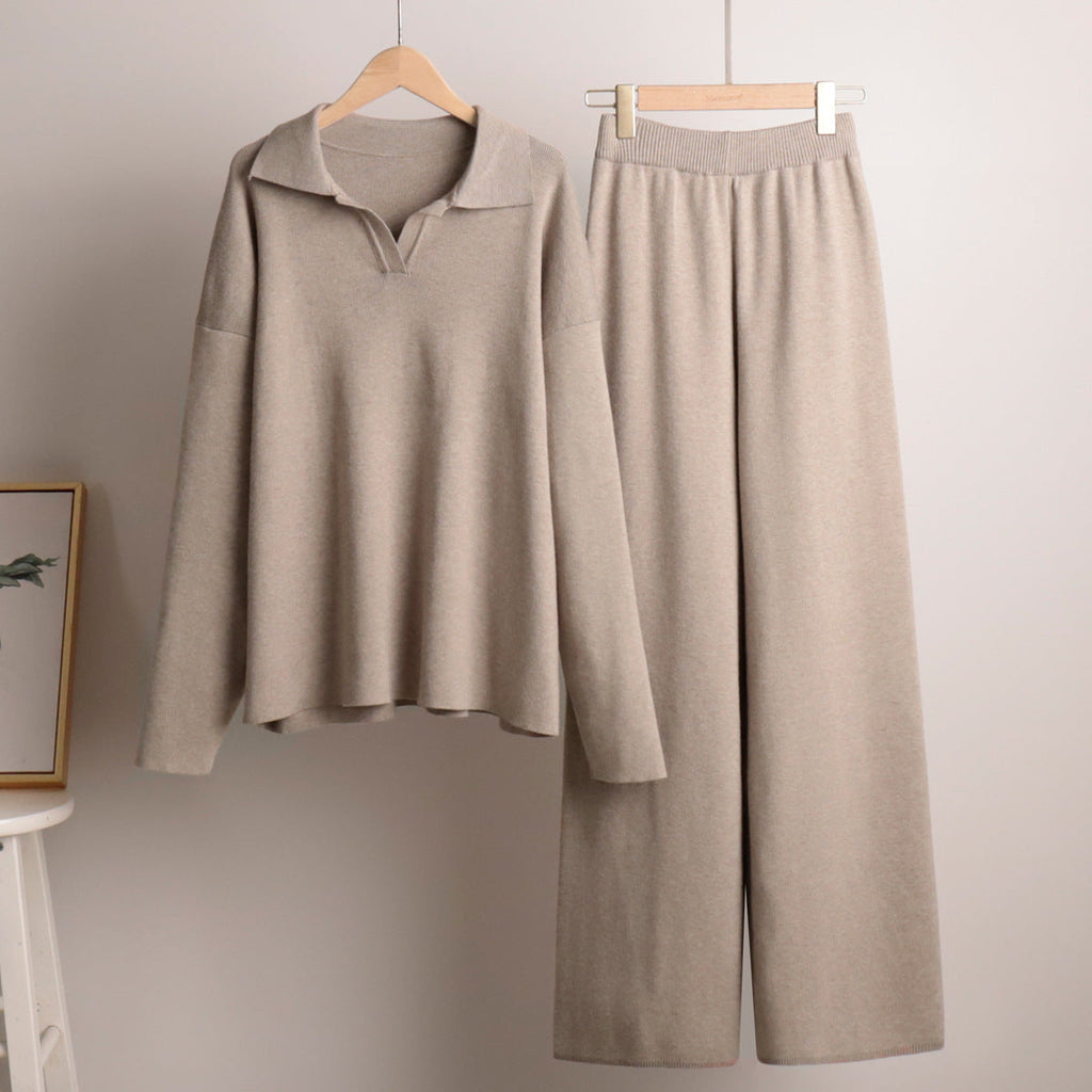 Gebreide Winter Set met Coltrui & Wijde Broek