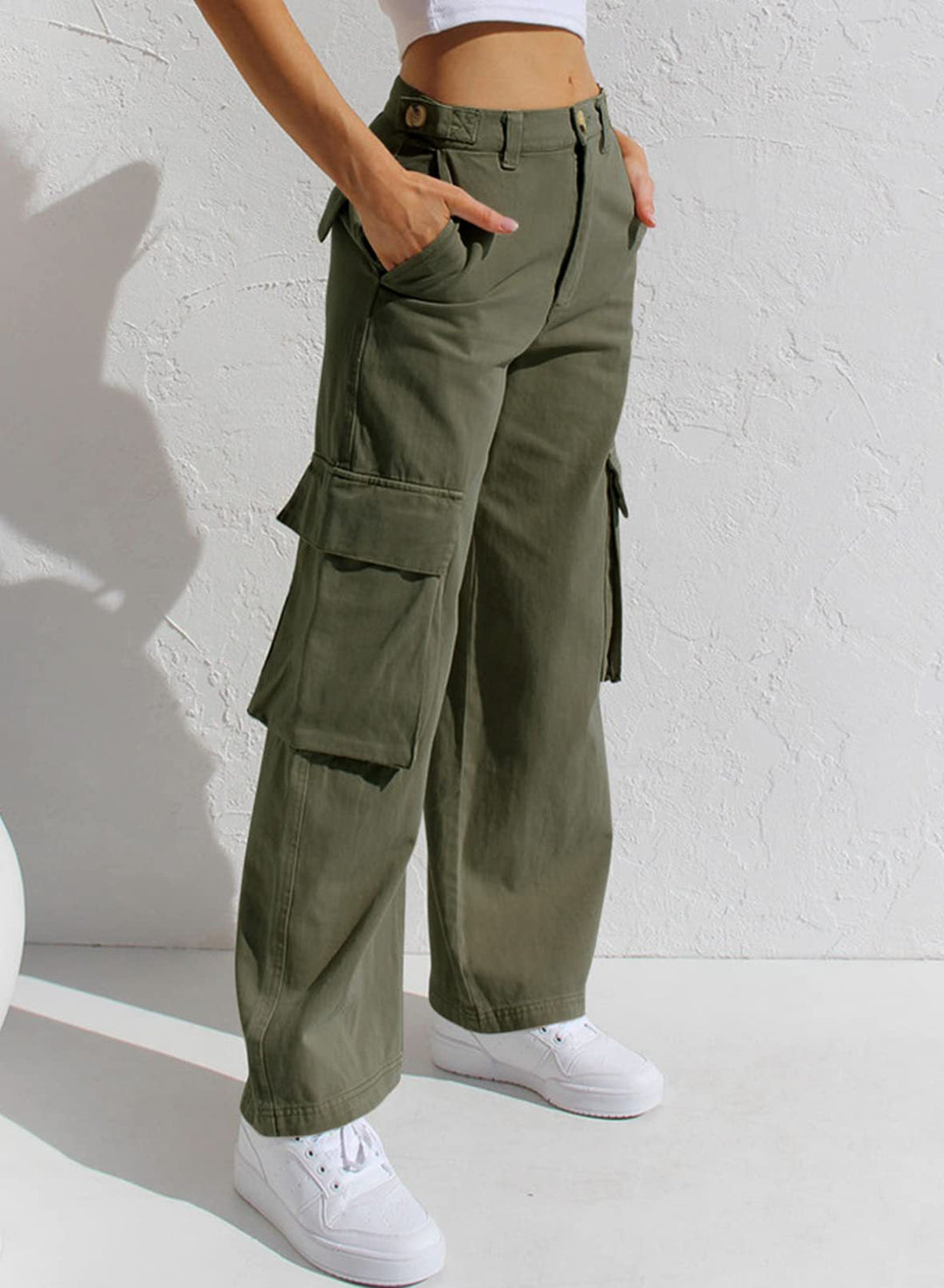 Trendy Hoge Taille Cargo Jeans Dames