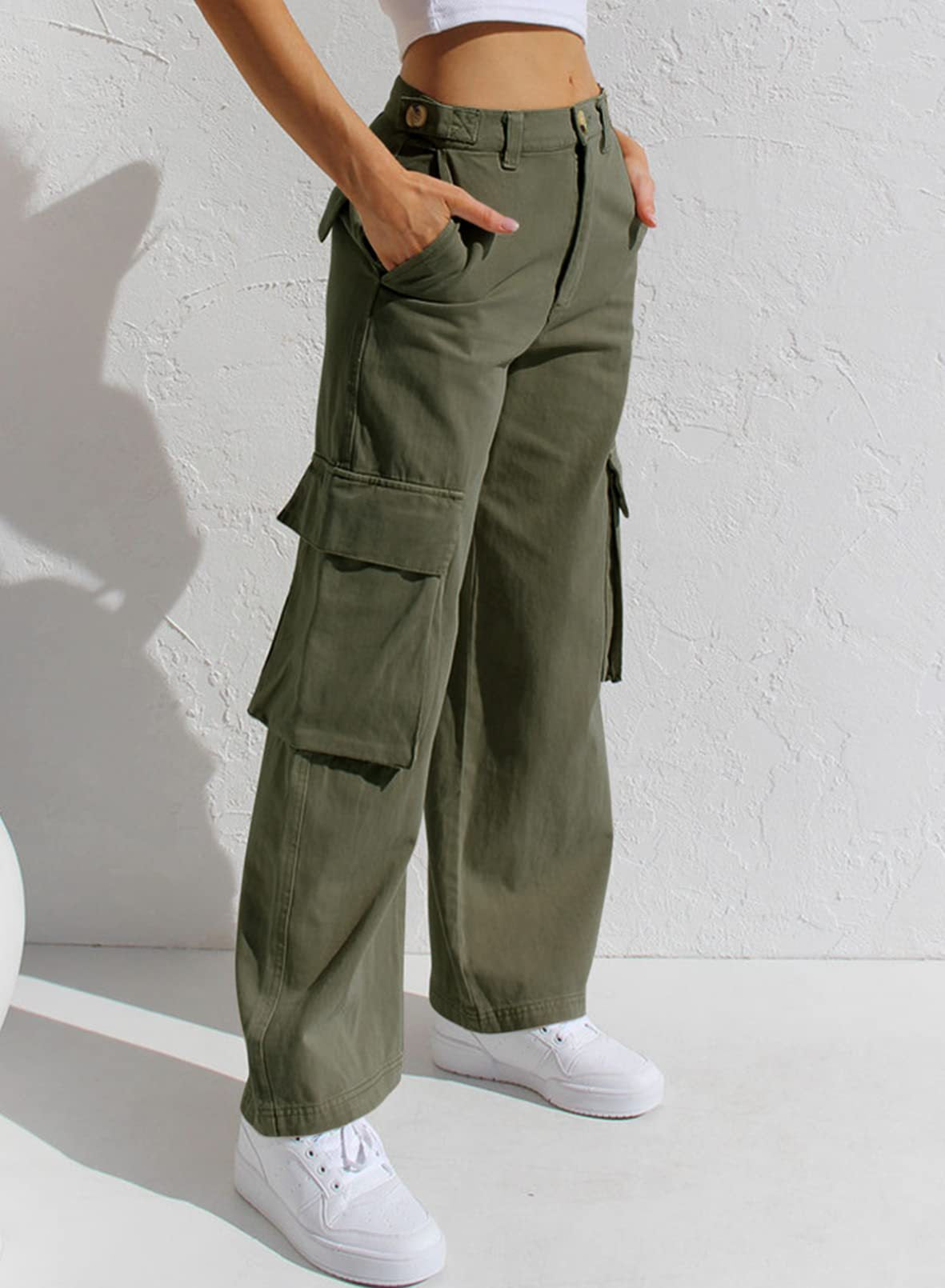 Trendy Hoge Taille Cargo Jeans Dames