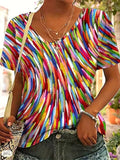 Retro V-hals T-shirt voor Dames