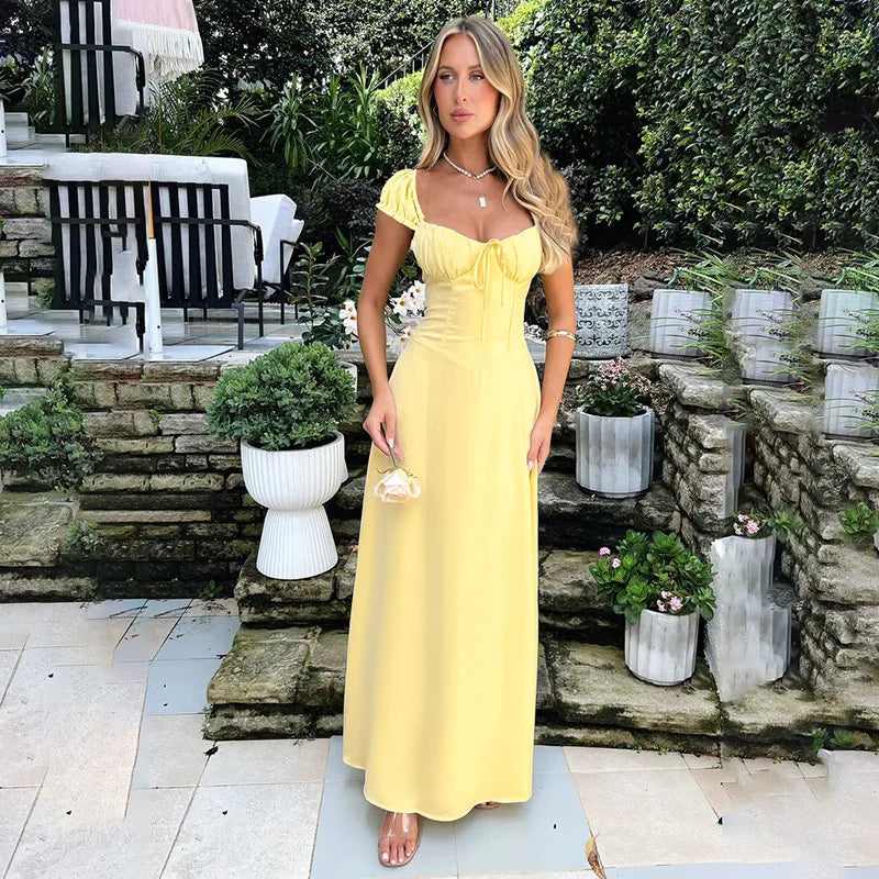 Romantische Maxi Jurk met Puff Sleeves