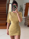 Asymmetrische Katoenblend Jurk met Metalen Details