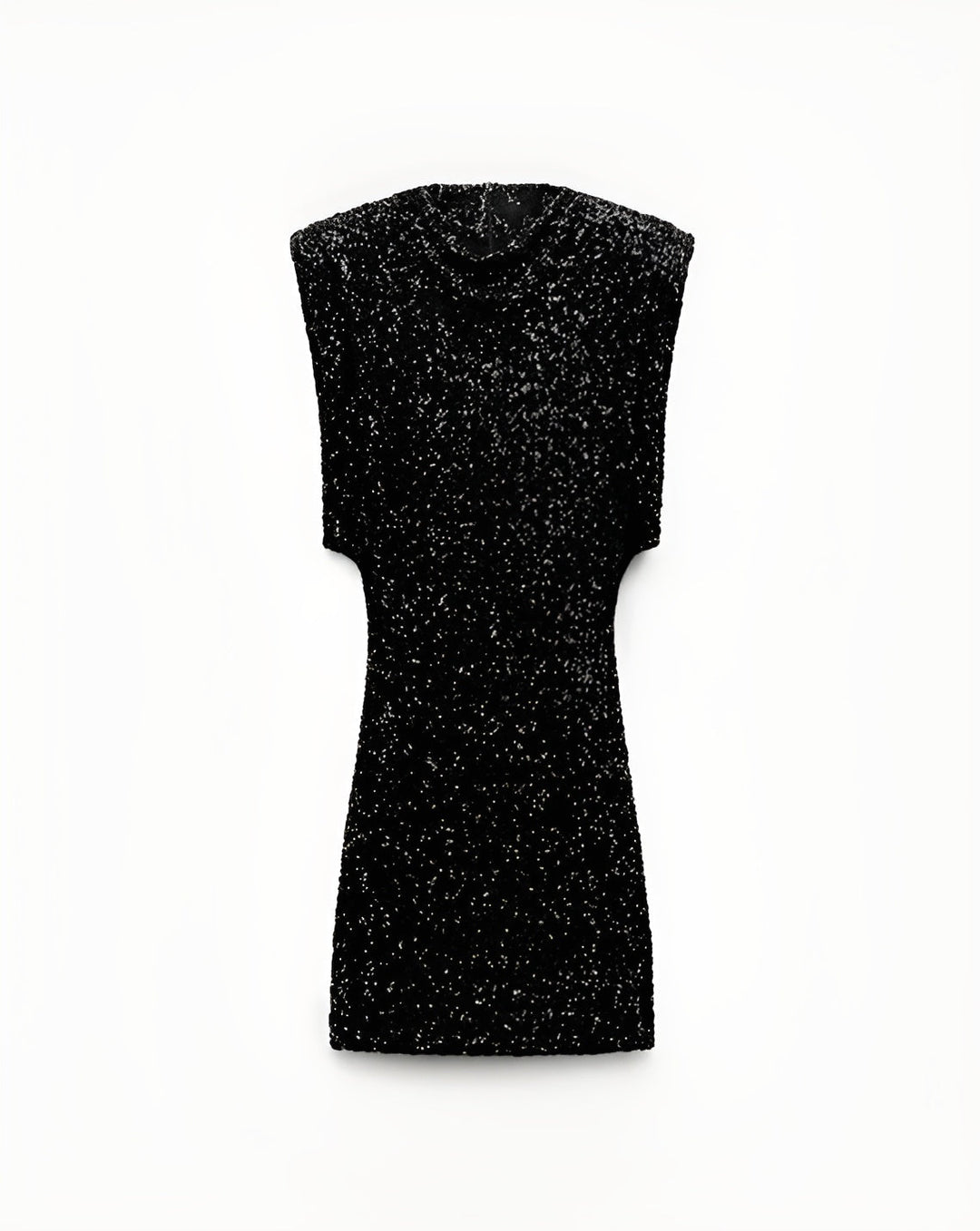 Zilveren Pailletten Mini Jurk met Slim Fit