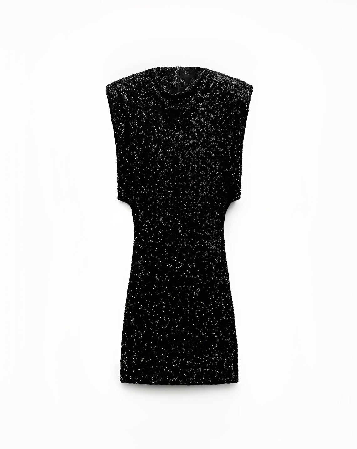 Zilveren Pailletten Mini Jurk met Slim Fit