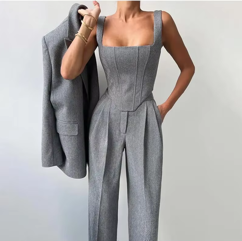 Elegante 3-Delige Dames Suitset met Blazer