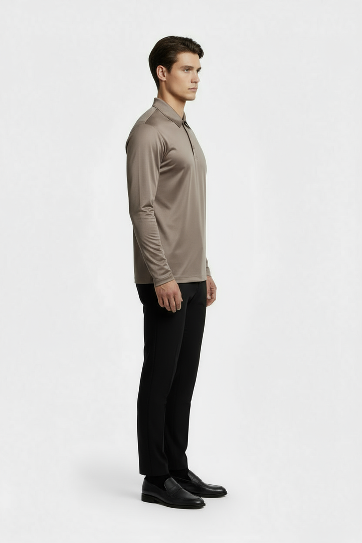 Taupe Longsleeve Polo