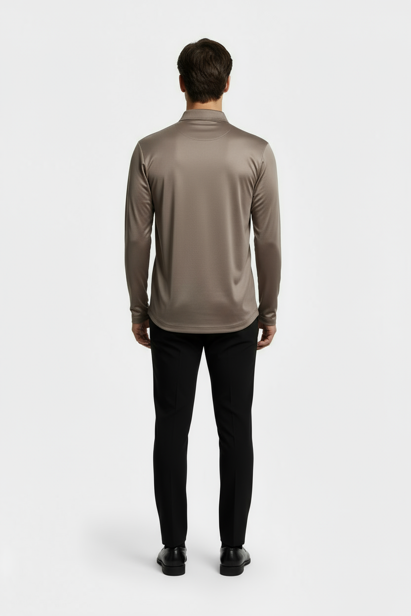 Taupe Longsleeve Polo