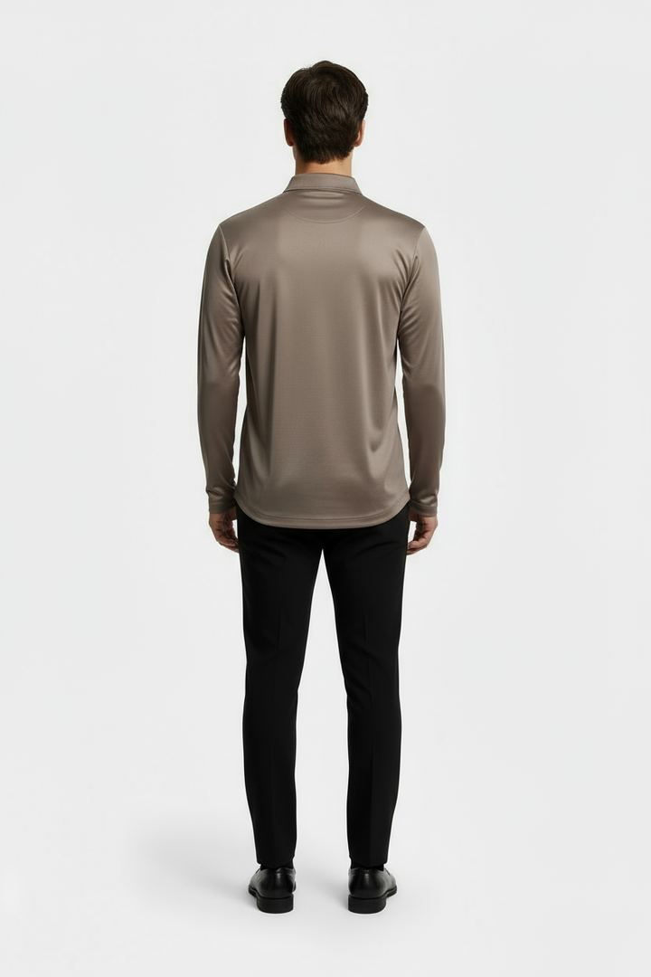 Taupe Longsleeve Polo