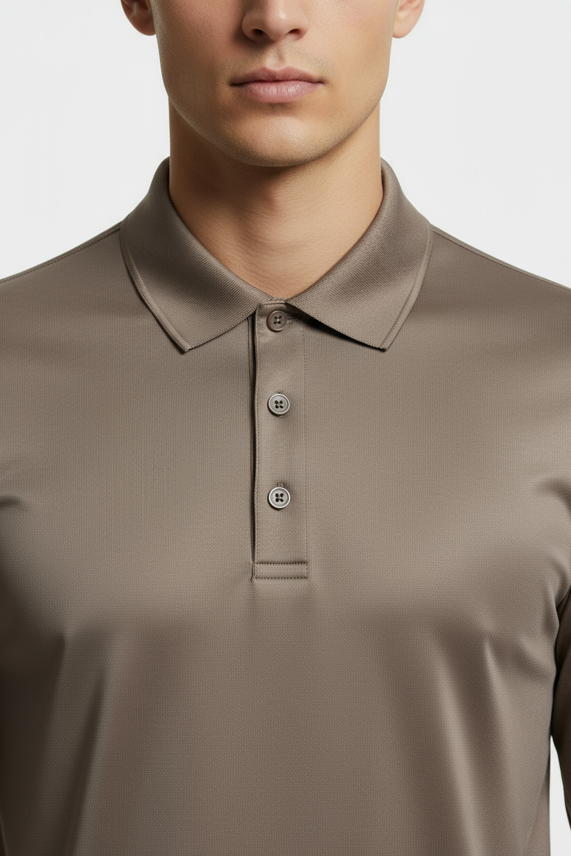 Taupe Longsleeve Polo