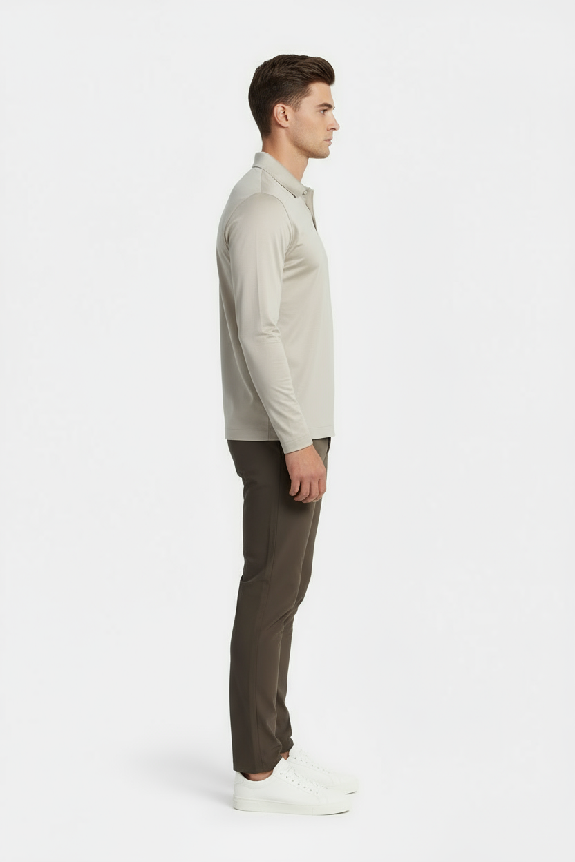 Beige Longsleeve Polo