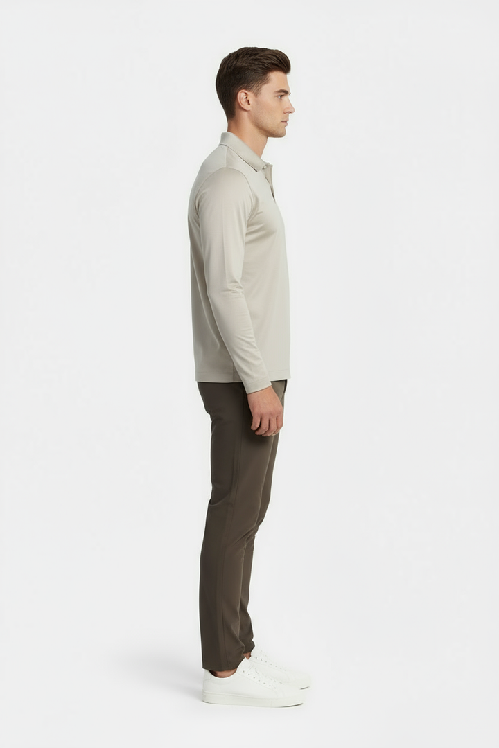 Beige Longsleeve Polo
