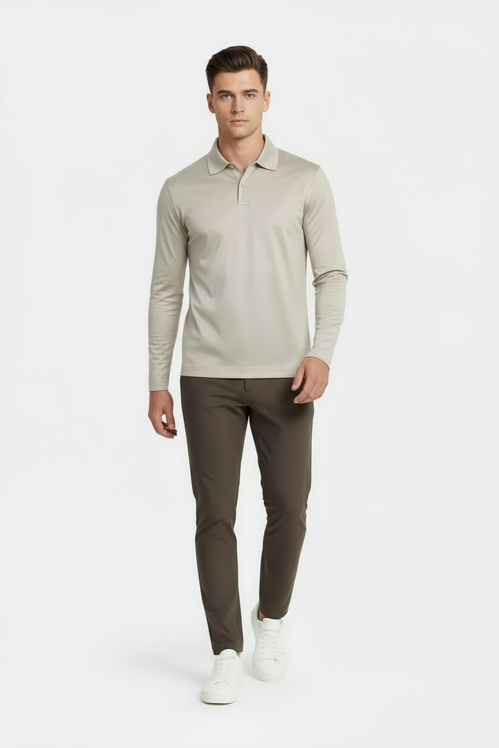 Beige Longsleeve Polo