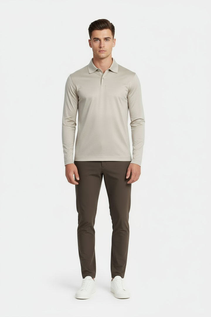 Beige Longsleeve Polo